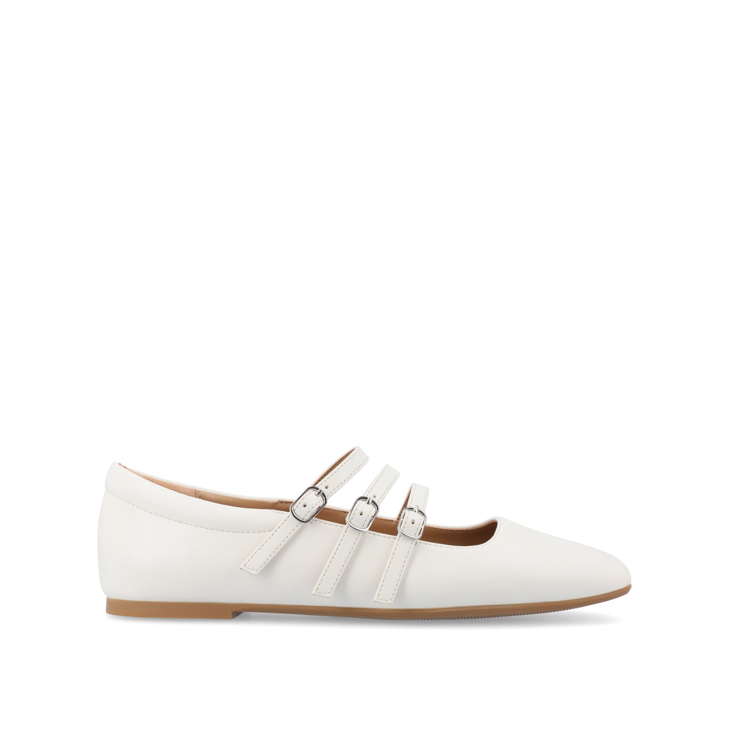 DARLIN VEGAN LEATHER FLATS IN WIDE - White