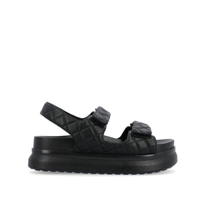 DEBBY DOUBLE STRAP SANDALS IN VEGAN LEATHER - Black