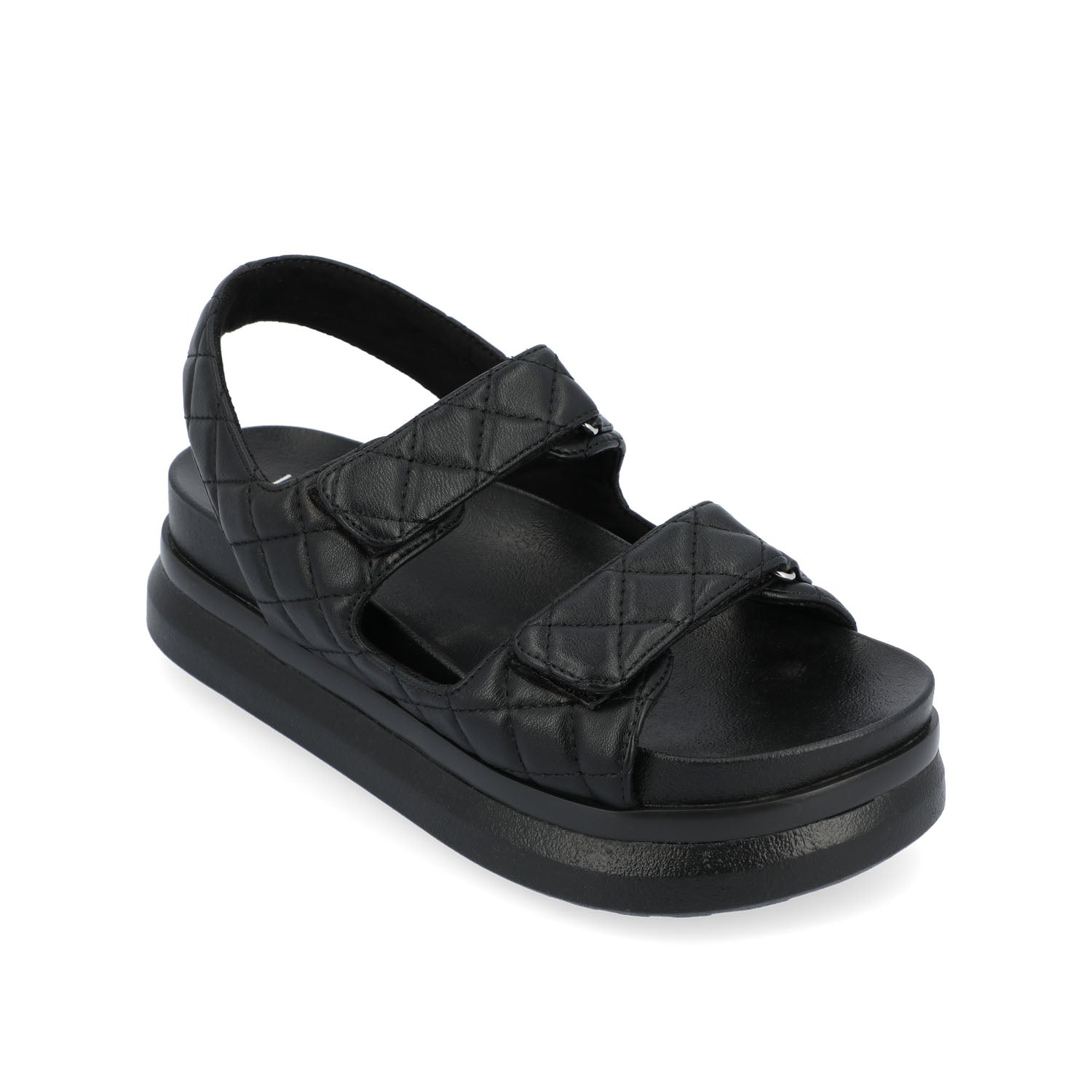 DEBBY DOUBLE STRAP SANDALS IN VEGAN LEATHER - Black