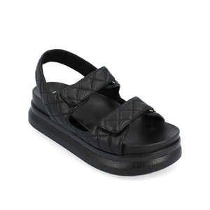 DEBBY DOUBLE STRAP SANDALS IN VEGAN LEATHER - Black