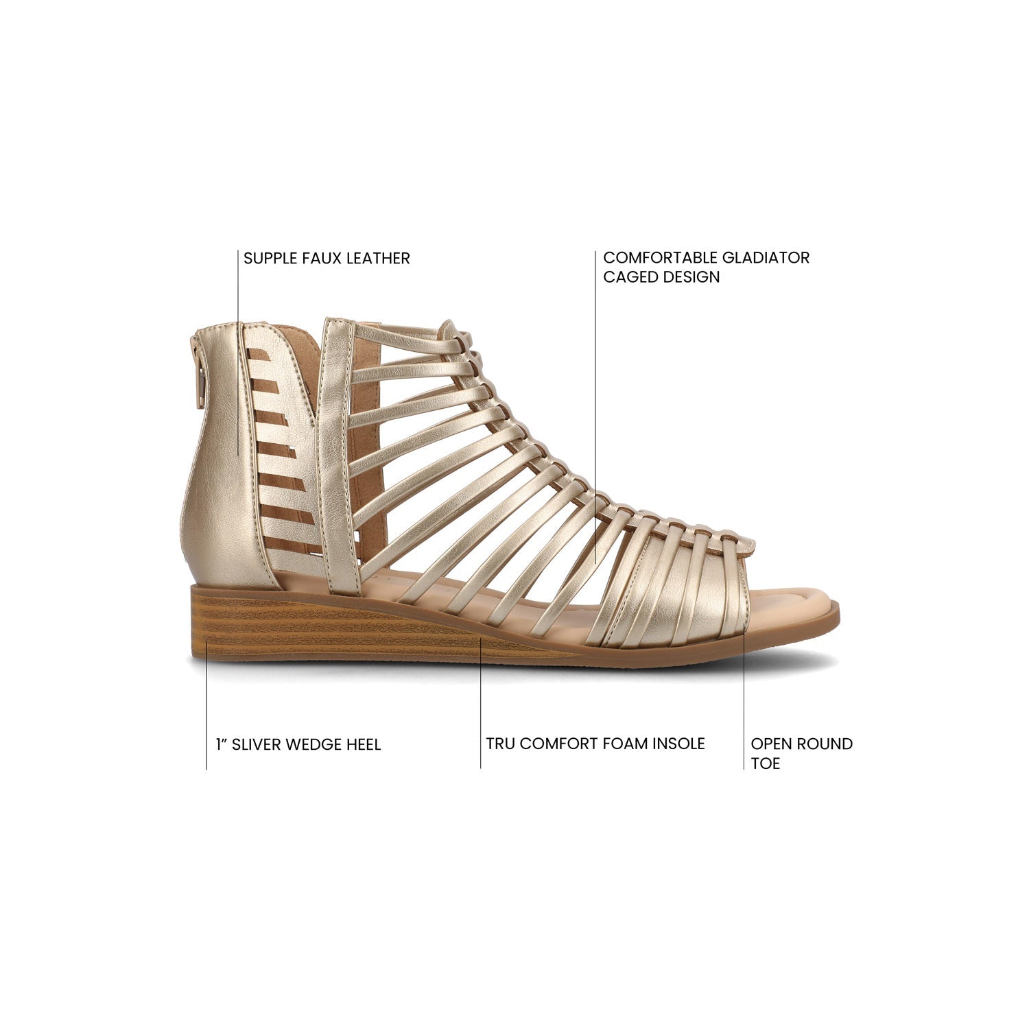 DELILAH GLADIATOR SANDALS IN STATEMENT WIDE - Champagne