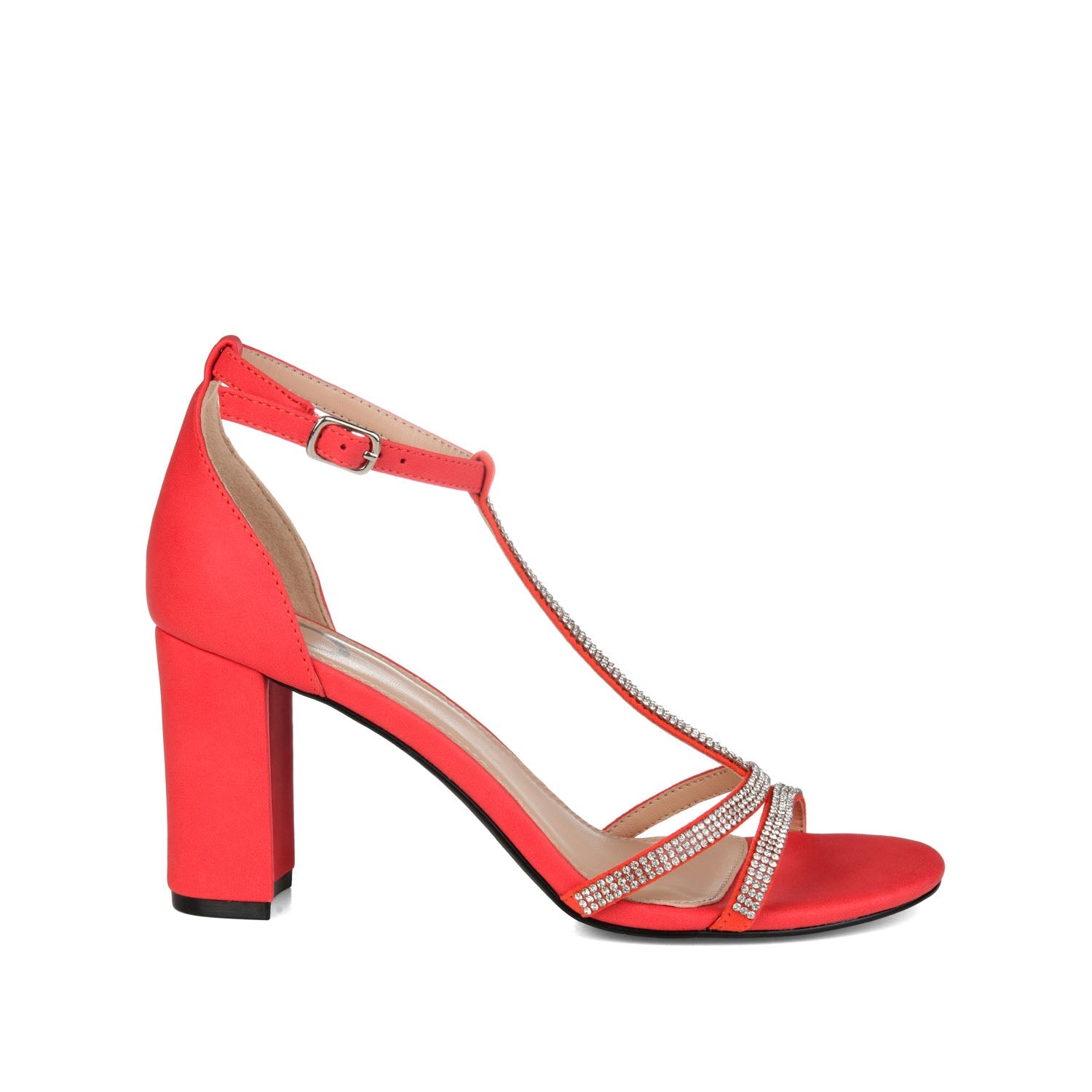 DENALI STRAPPY HEELS IN VEGAN LEATHER - Red PU