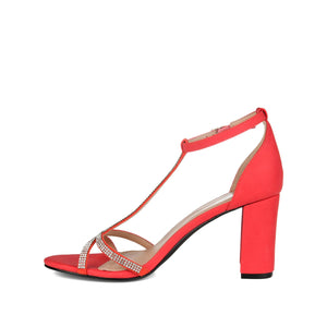 DENALI STRAPPY HEELS IN VEGAN LEATHER - Red PU
