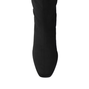 DEVRI KNEE HIGH BOOTS IN VEGAN LEATHER - Black  Faux Suede