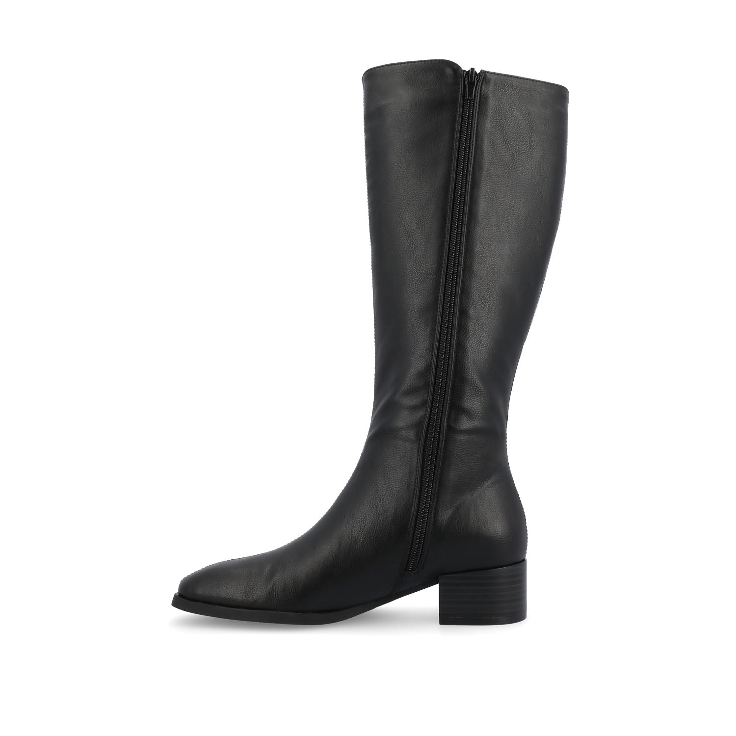 DEVRI KNEE HIGH BOOTS IN VEGAN LEATHER - Black