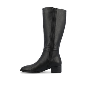 DEVRI KNEE HIGH BOOTS IN VEGAN LEATHER - Black