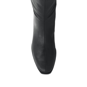 DEVRI KNEE HIGH BOOTS IN VEGAN LEATHER - Black