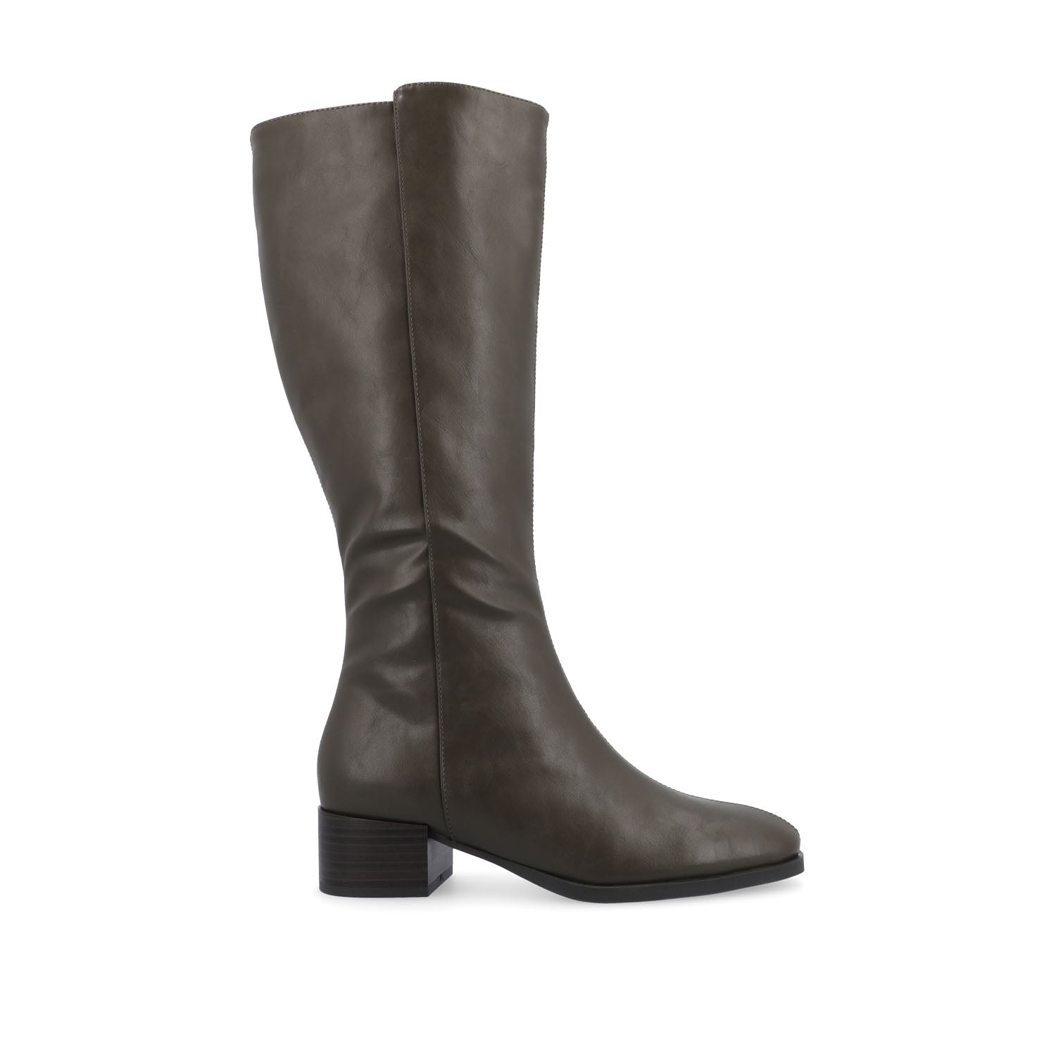 DEVRI KNEE HIGH BOOTS IN VEGAN LEATHER - Olive