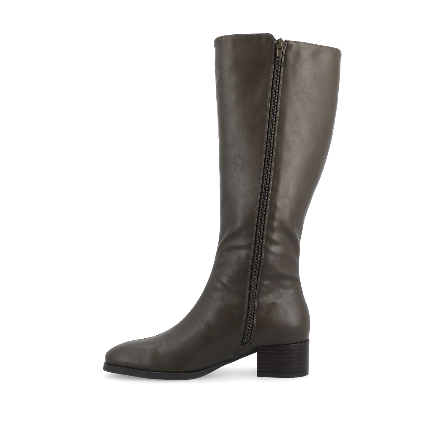 DEVRI KNEE HIGH BOOTS IN VEGAN LEATHER - Olive