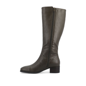 DEVRI KNEE HIGH BOOTS IN VEGAN LEATHER - Olive