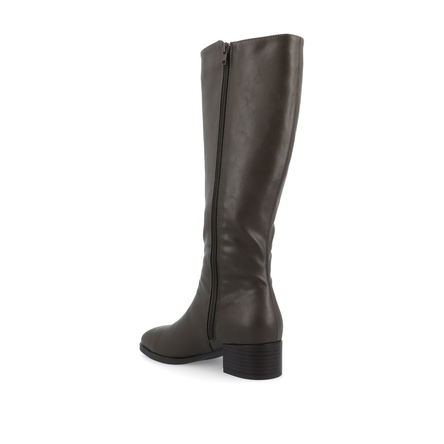 DEVRI KNEE HIGH BOOTS IN VEGAN LEATHER - Olive