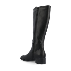 DEVRI KNEE HIGH BOOTS IN WIDE CALF - Black Suede