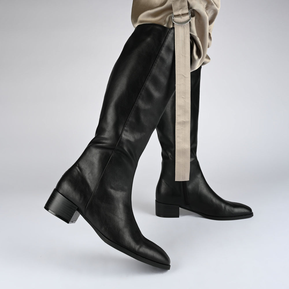 DEVRI KNEE HIGH BOOTS IN FAUX LEATHER