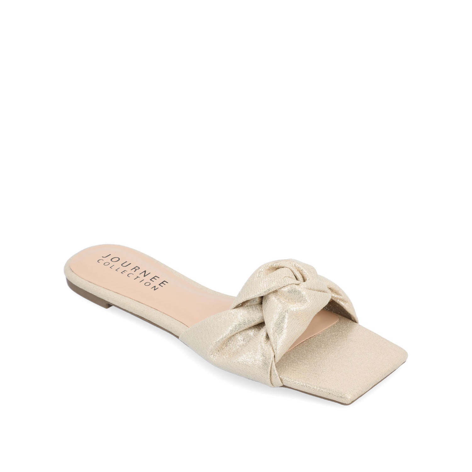 DIANAH SLIDE SANDALS IN VEGAN LEATHER - Gold Fabric