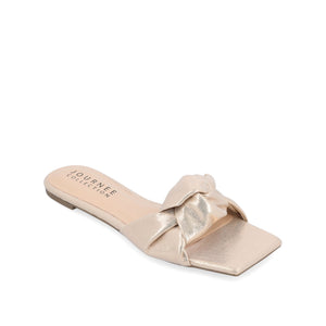 DIANAH SLIDE SANDALS IN VEGAN LEATHER - Rose Gold Fabric