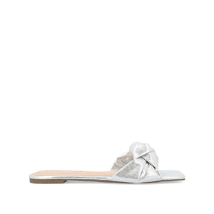 DIANAH SLIDE SANDALS IN VEGAN LEATHER - Silver Fabric