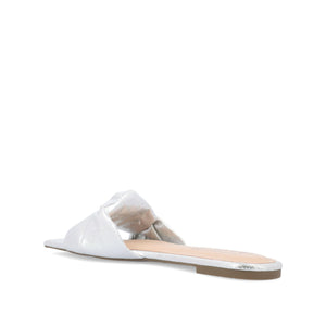 DIANAH SLIDE SANDALS IN VEGAN LEATHER - Silver Fabric