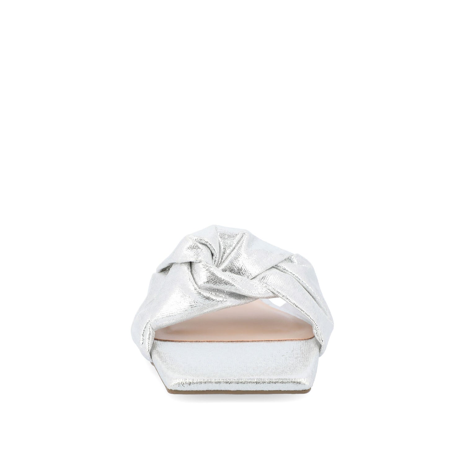 DIANAH SLIDE SANDALS IN VEGAN LEATHER - Silver Fabric