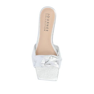 DIANAH SLIDE SANDALS IN VEGAN LEATHER - Silver Fabric