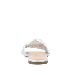 DIANAH SLIDE SANDALS IN VEGAN LEATHER - Silver Fabric