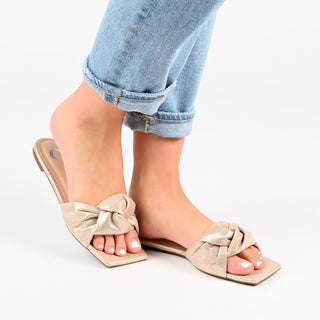 DIANAH SLIDE SANDALS IN FAUX LEATHER