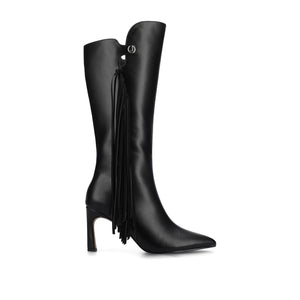 DOLLY KNEE HIGH TASSEL WESTERN BOOTS - Black