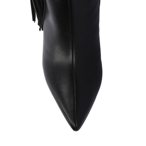 DOLLY KNEE HIGH TASSEL WESTERN BOOTS - Black
