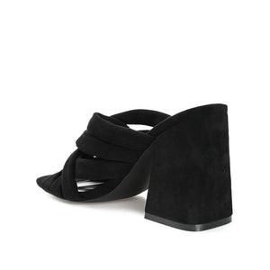 DORISA MULE HEELS IN FAUX SUEDE - Black
