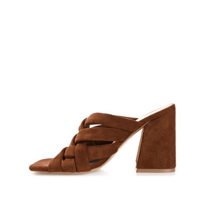 DORISA MULE HEELS IN FAUX SUEDE - Brown