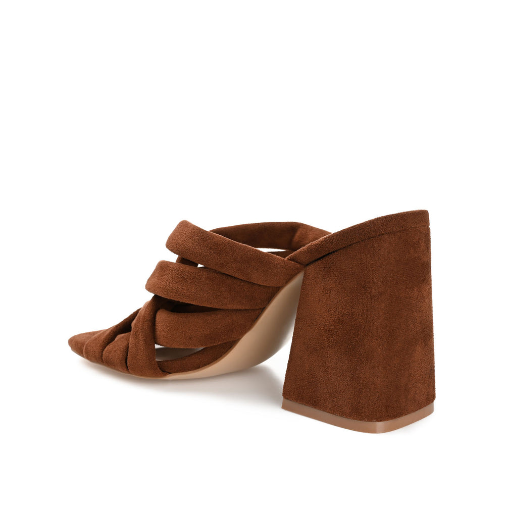 DORISA MULE HEELS IN FAUX SUEDE