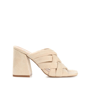 DORISA MULE HEELS IN FAUX SUEDE - Ivory