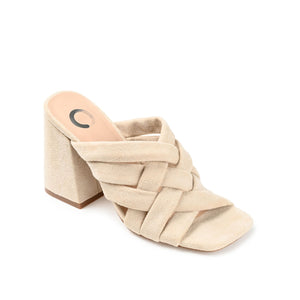 DORISA MULE HEELS IN FAUX SUEDE - Ivory