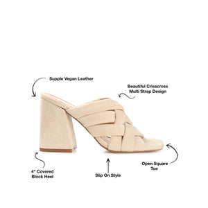 DORISA MULE HEELS IN FAUX SUEDE - Ivory