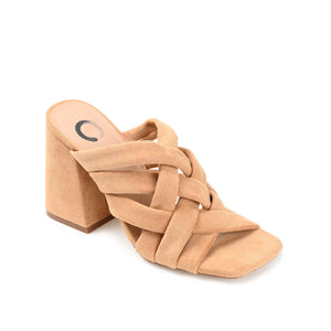DORISA MULE HEELS IN FAUX SUEDE - Tan
