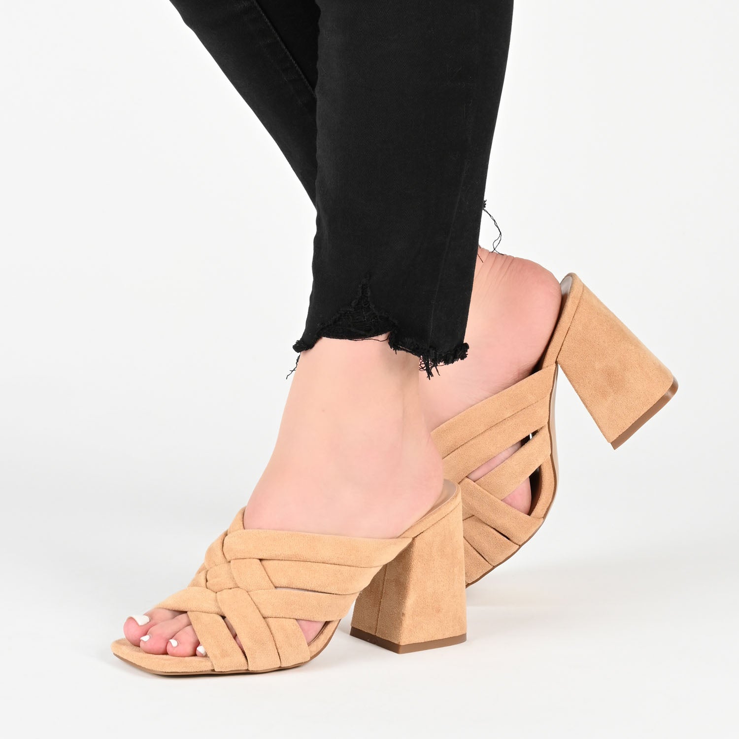 DORISA MULE HEELS IN FAUX SUEDE - Ivory