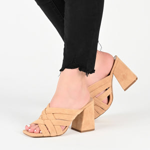 DORISA MULE HEELS IN FAUX SUEDE - Ivory