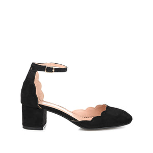 EDNA BLOCK HEEL D'ORSAY IN WIDE - Black Faux Suede