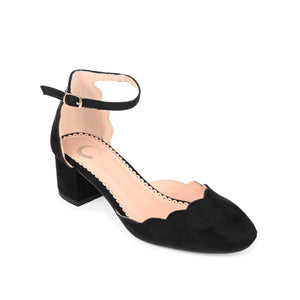 EDNA BLOCK HEEL D'ORSAY IN WIDE - Black Faux Suede