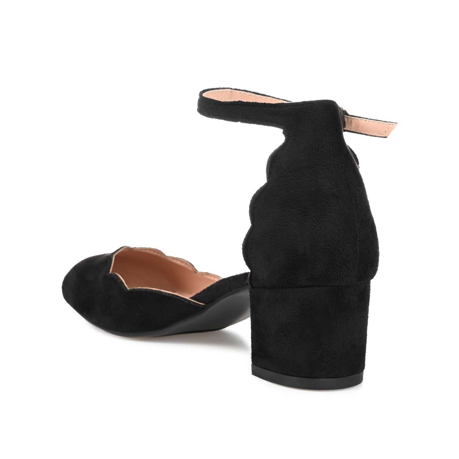 EDNA BLOCK HEEL D'ORSAY IN WIDE - Black Faux Suede