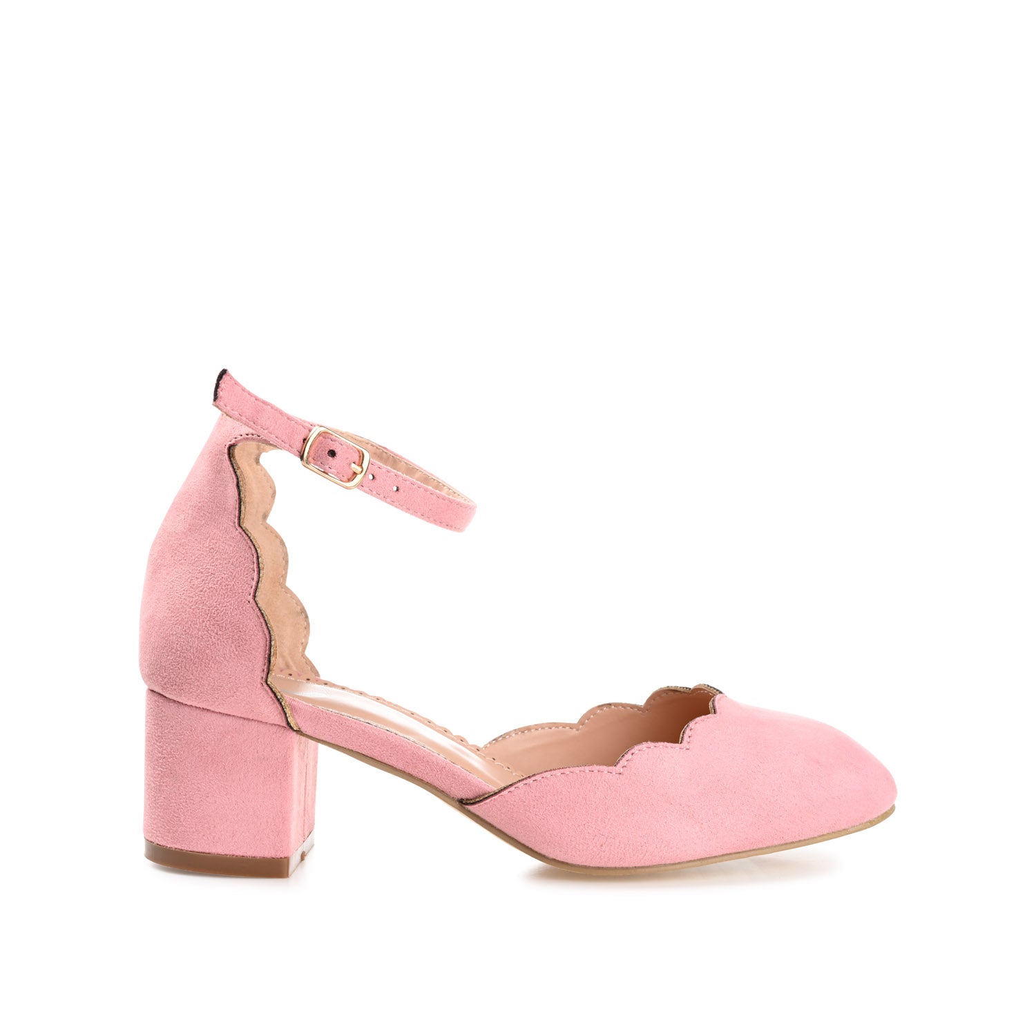 EDNA D'ORSAY PUMP HEELS IN FAUX SUEDE - Blush Faux Suede