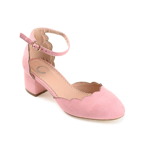 EDNA BLOCK HEEL D'ORSAY IN WIDE - Blush Faux Suede
