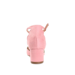 EDNA BLOCK HEEL D'ORSAY IN WIDE - Blush Faux Suede