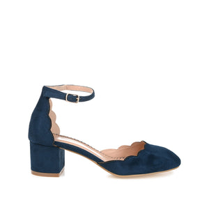 EDNA BLOCK HEEL D'ORSAY IN WIDE - Navy Faux Suede