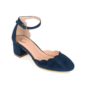 EDNA BLOCK HEEL D'ORSAY IN WIDE - Navy Faux Suede