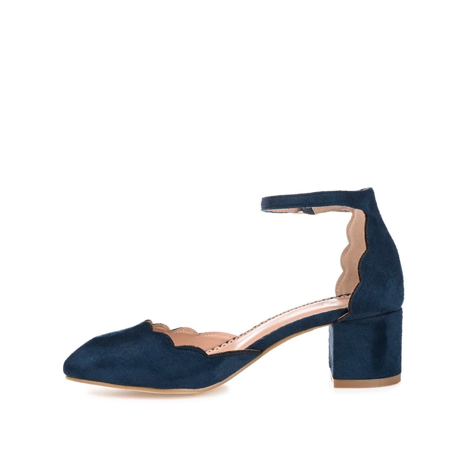 EDNA D'ORSAY PUMP HEELS IN FAUX SUEDE - Navy Faux Suede