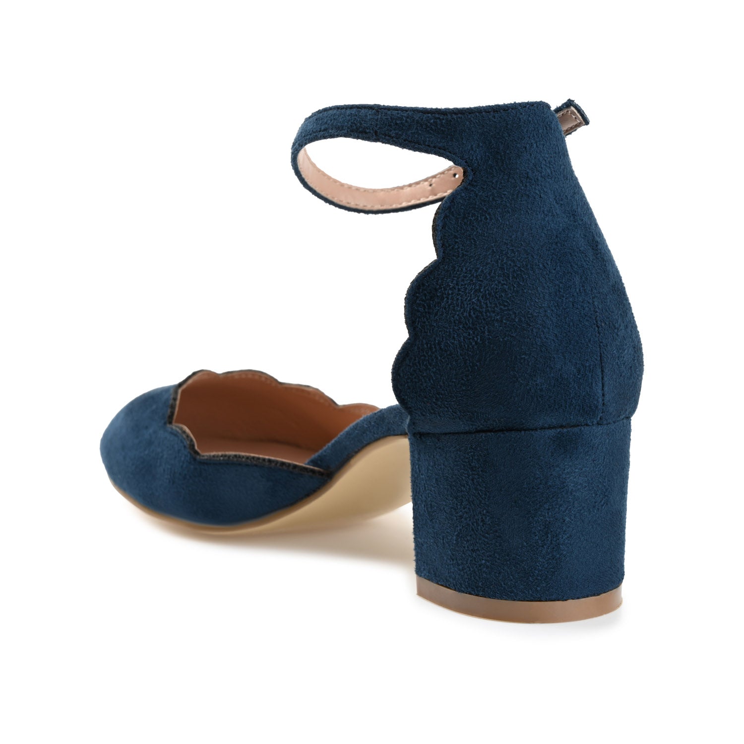 EDNA D'ORSAY PUMP HEELS IN FAUX SUEDE - Navy Faux Suede