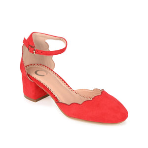 EDNA D'ORSAY PUMP HEELS IN FAUX SUEDE - Red Faux Suede