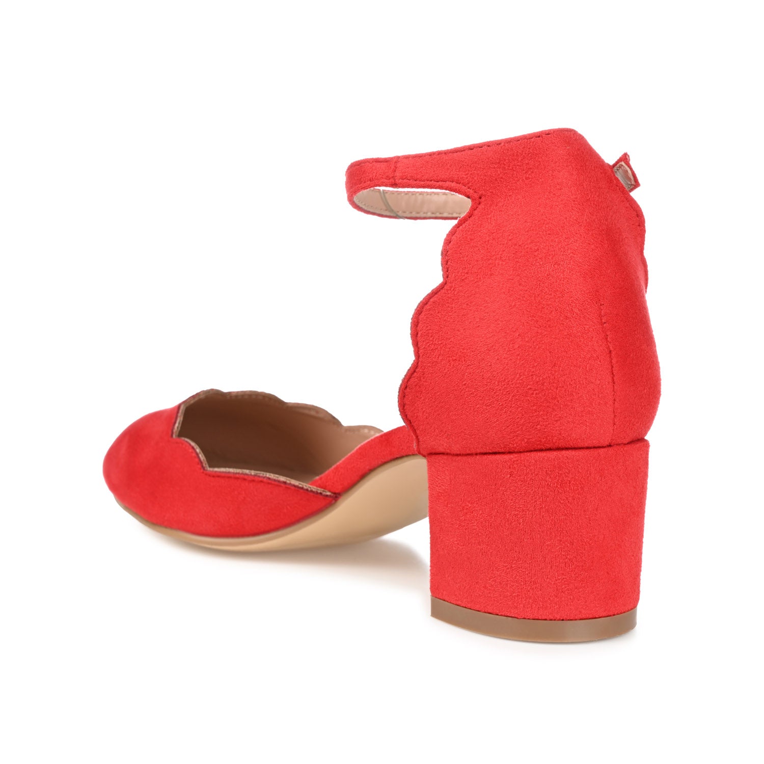 EDNA D'ORSAY PUMP HEELS IN FAUX SUEDE - Red Faux Suede