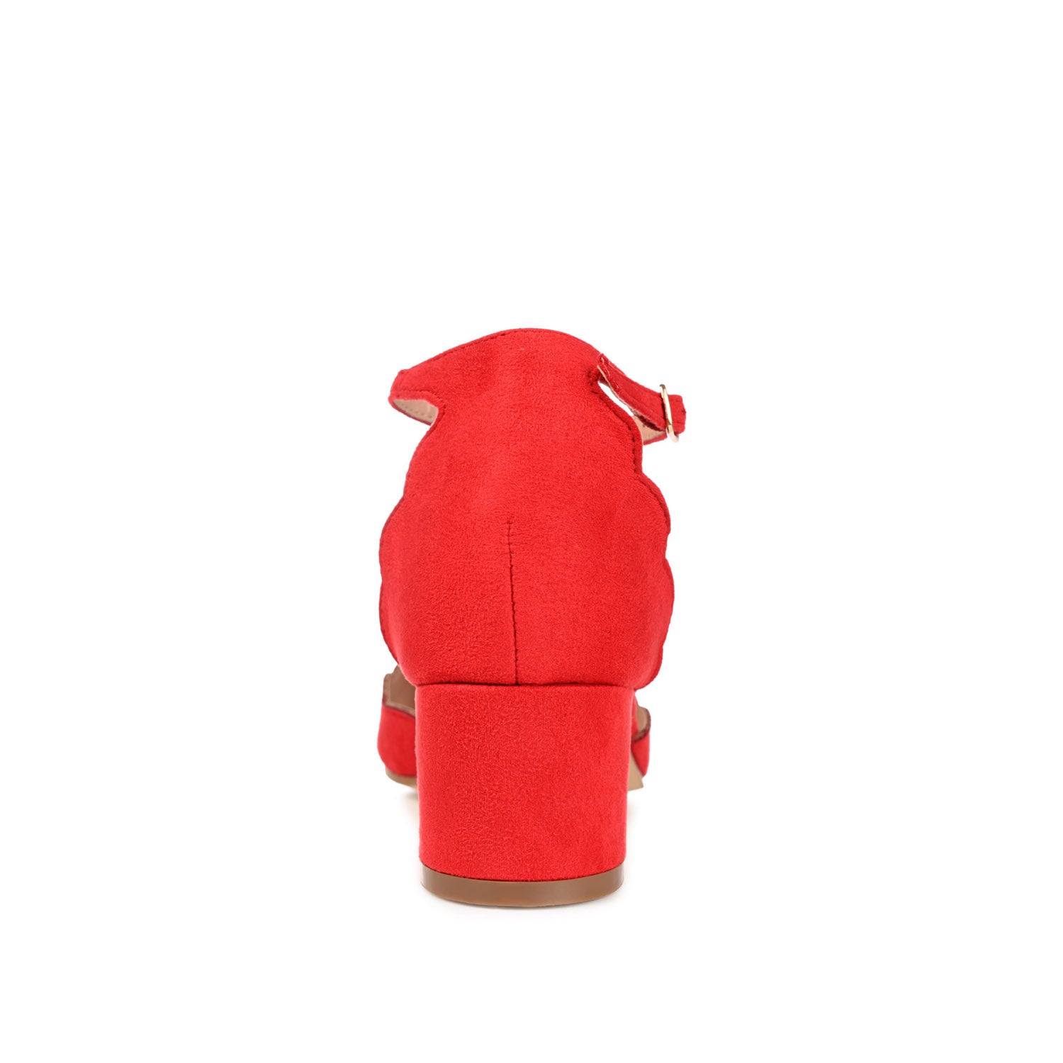 EDNA D'ORSAY PUMP HEELS IN FAUX SUEDE - Red Faux Suede