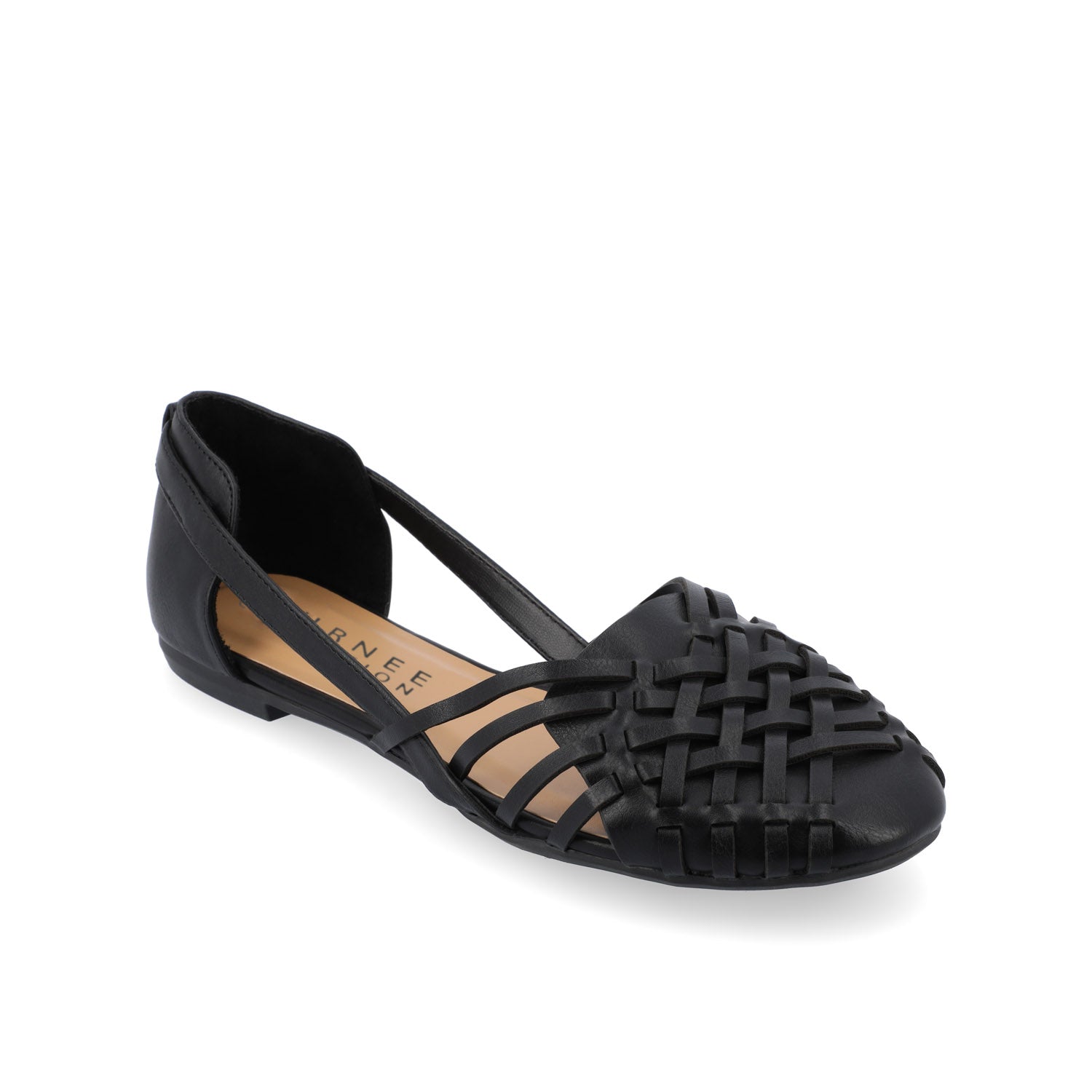 EKKO WOVEN FLATS IN VEGAN LEATHER - Black PU